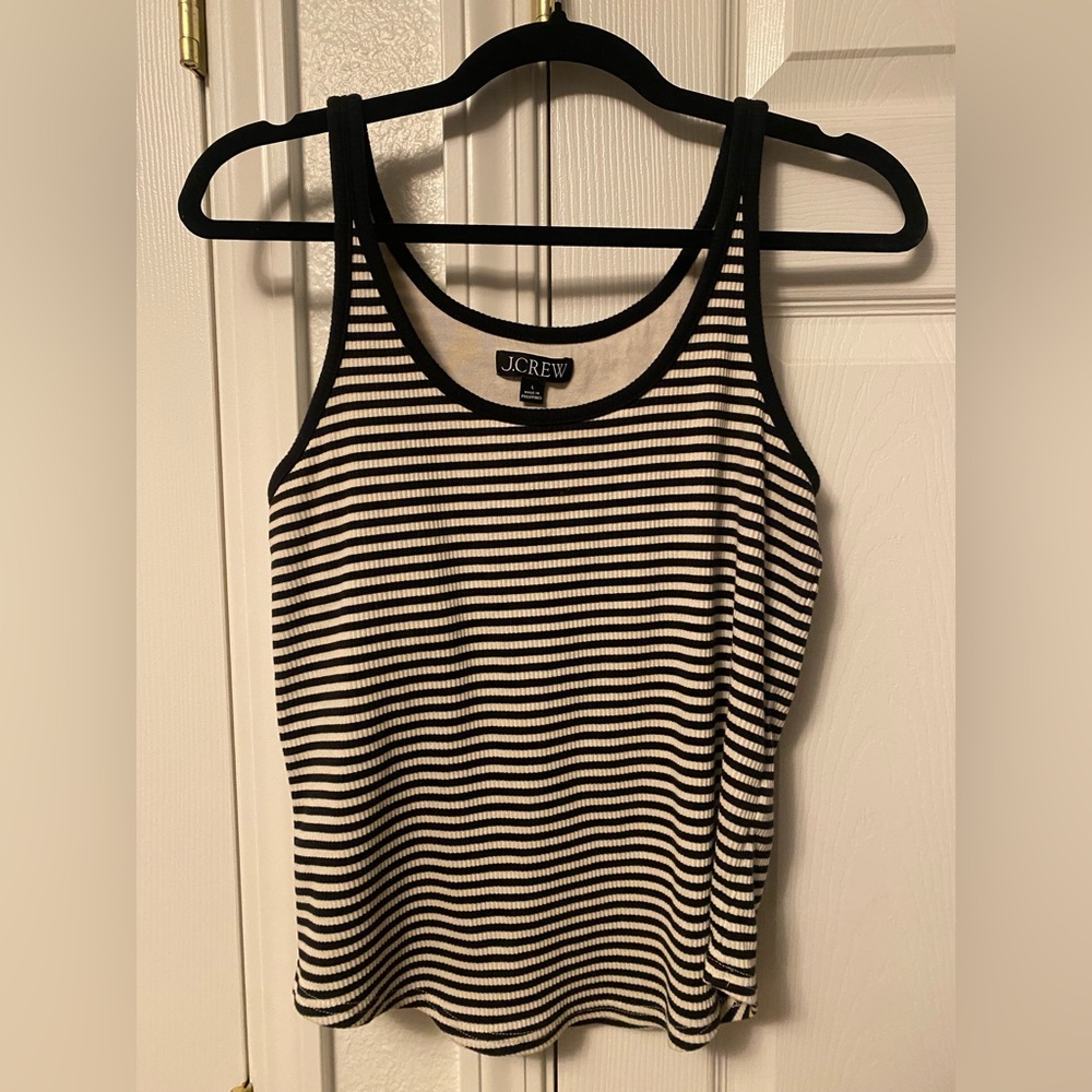 J. Crew Black & White Striped Ribbed Tank